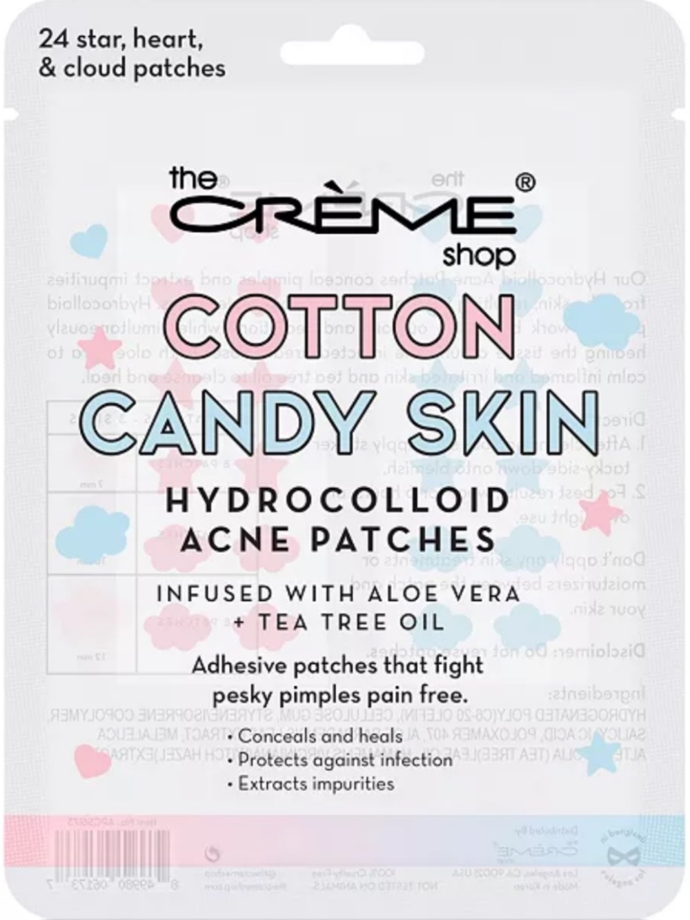5 pack, 120 patches, The Crème Shop Cotton Candy Skin Hydrocolloid Acne Patches